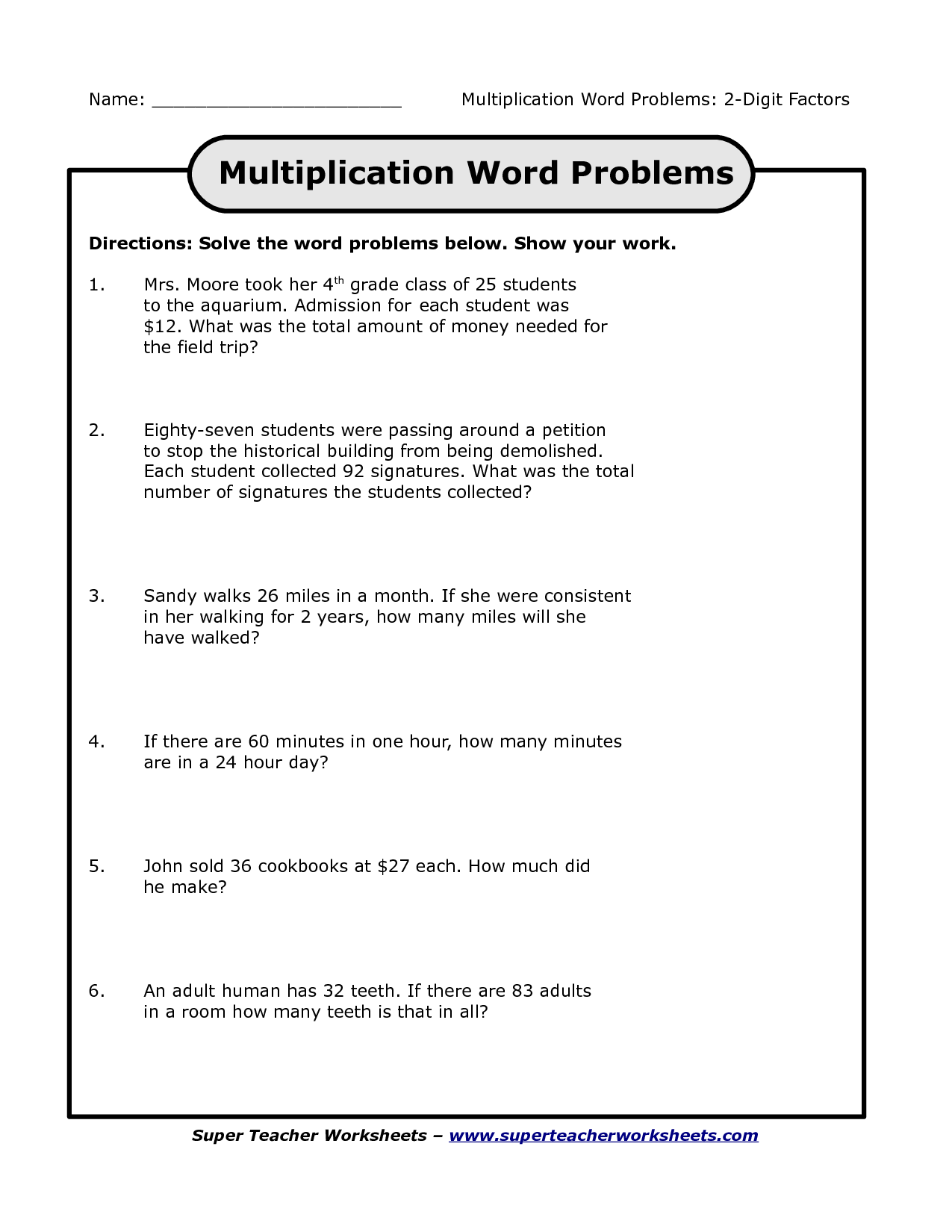 word problems grade 6 pdf